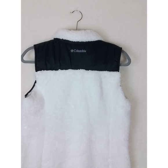 Columbia Womens Vest‎ Sz M Full Zip Sherpa Fleece Lined White Black Color block - Picture 6 of 11